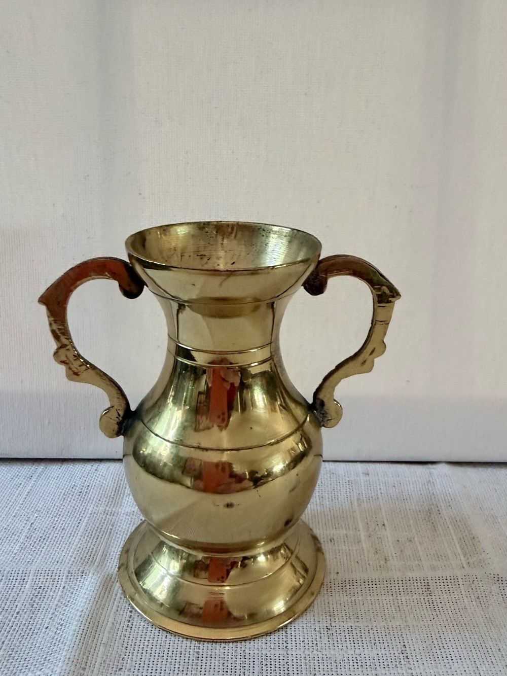 Brass Double-Handled Decorative Vase - Gold Finish